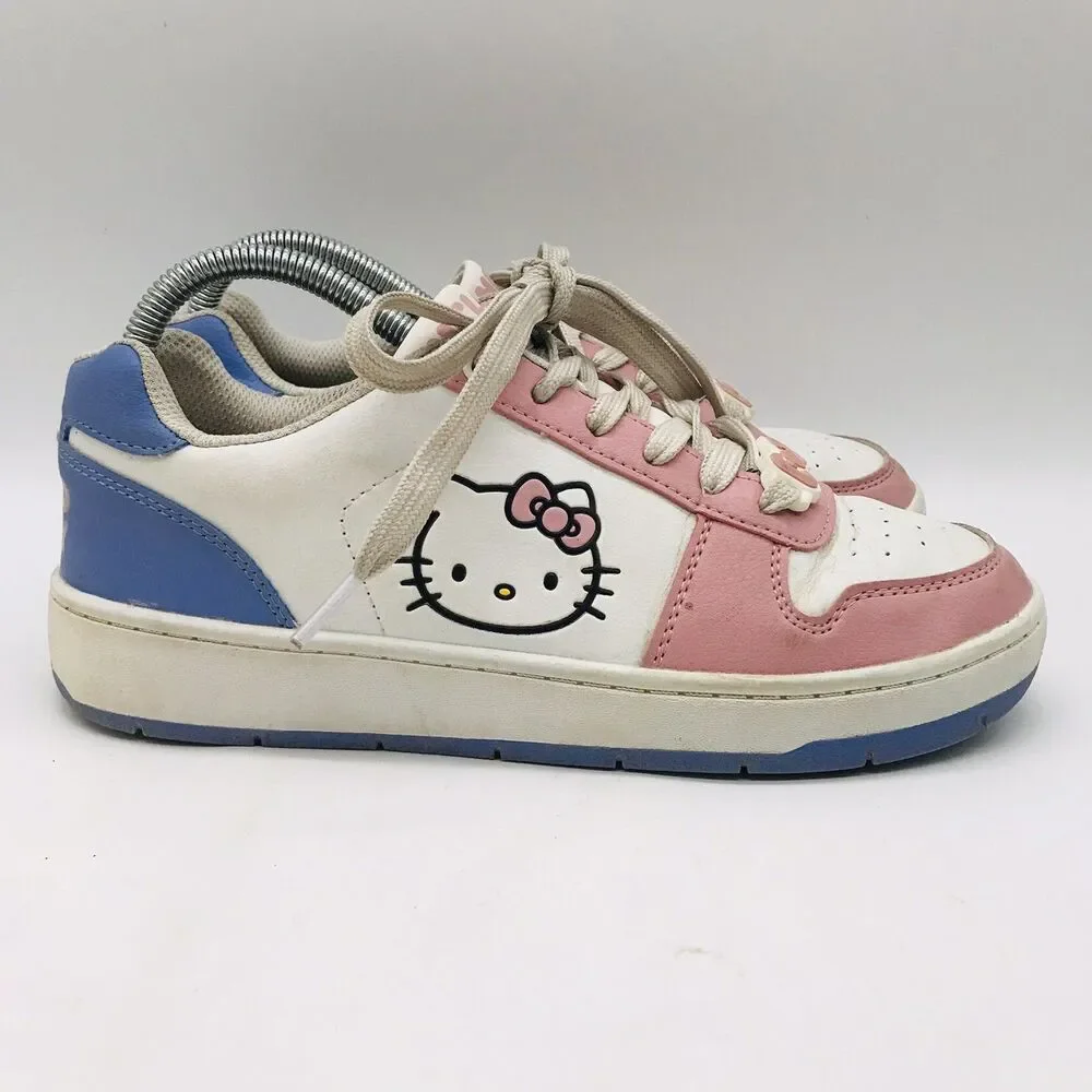 Hello Kitty Casual Court Sneakers by Sanrio Women's 8 White Pink Blue Limited